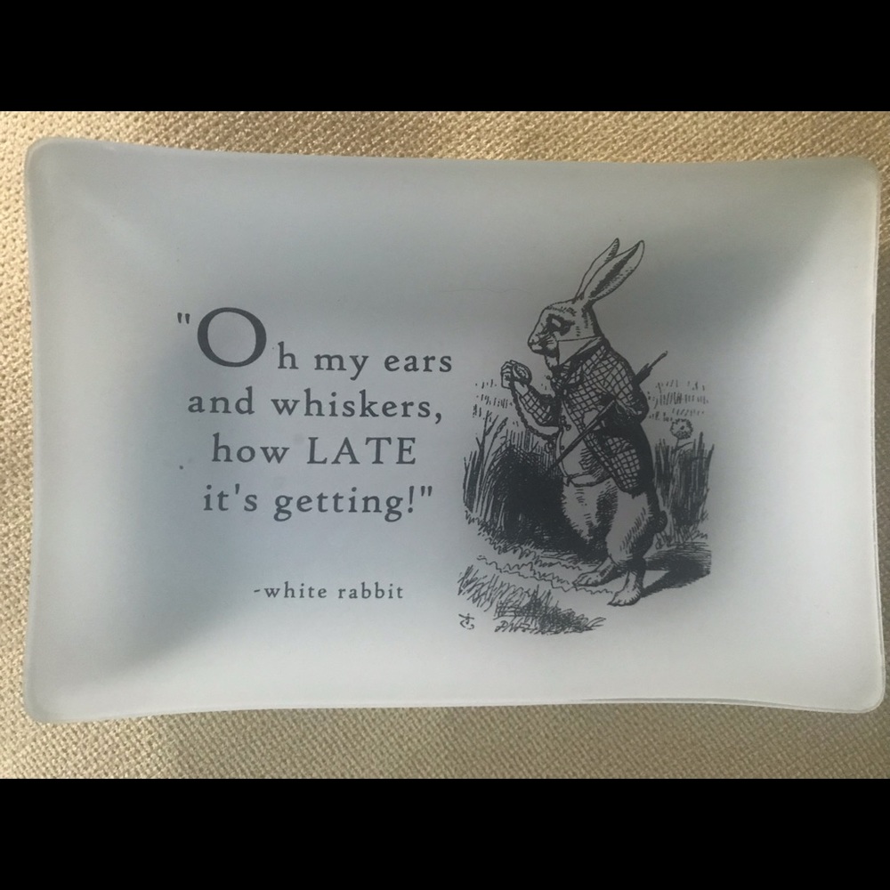 Alice in Wonderland White Rabbit tray trinket dish bowl platter plate